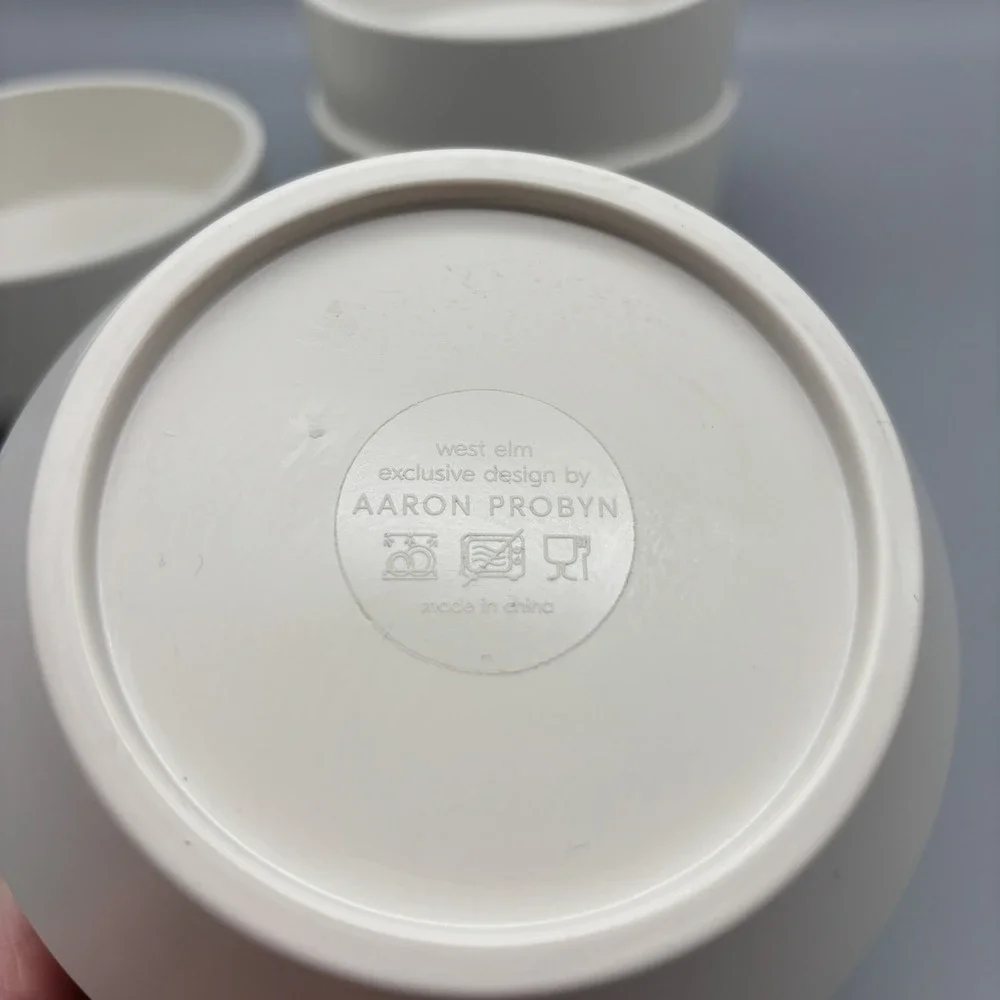 West Elm Aaron Probyn Melamine Neutral Beige Cereal Salad Soup Bowls Set of 4